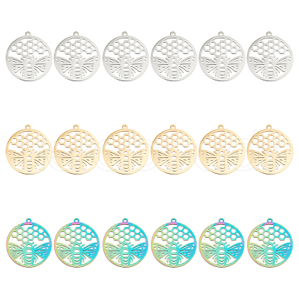 DICOSMETIC 18Pcs 3 Colors 304 Stainless Steel Pendant STAS-DC0012-39-1