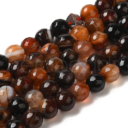 Dyed & Heated Natural Banded Agate Beads Strands G-P539-F01-02-1