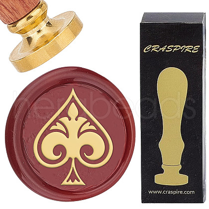 Brass Wax Seal Stamps with Wood Handle AJEW-WH0412-0222-1