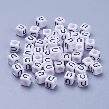 Acrylic Horizontal Hole Letter Beads PL37C9308-U-1