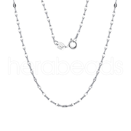 Rhodium Plated 925 Sterling Silver Dapped Chain Necklace NJEW-I124-100-1