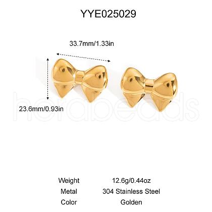 304 Stainless Steel Bowknot Stud Earrings for Women MP9402-2-1