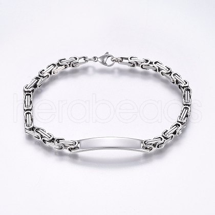 201 Stainless Steel ID Bracelets BJEW-F331-07P-1