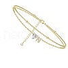 Heart & Letter Brass Crystal Rhinestone Charm Double Layer Anklets FS-WG6749C-14-1