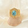 Natural Turquoise Finger Rings RJEW-Q006-01C-G-5