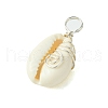 Natural Cowrie Shell Pendants PALLOY-JF02796-02-4