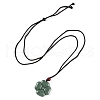 Natural Jadeite Carved Clover Pendant Necklaces NJEW-F321-01-3