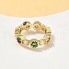 Brass Micro Pave Cubic Zirconia Open Cuff Rings RJEW-V009-10G-2