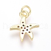 Brass Micro Pave Cubic Zirconia Charms ZIRC-I032-54G-2
