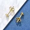 Lock S925 Sterling Silver Micro Pave Clear Cubic Zirconia Stud Earrings for Women EJEW-K307-03A-G-3