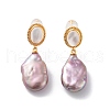 Teardrop Natural Pearl Stud Earrings for Women EJEW-E303-34G-1