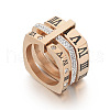 Roman Numerals 304 Stainless Steel & Crystal Rhinestone Finger Rings FS-WGD9A22-34-2