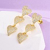 Brass Micro Pave Clear Cubic Zirconia Stud Earrings EJEW-H158-10G-3