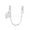 Brass Pave Clear Cubic Zirconia European Safety Chains with Charms KK-L236-15B-S-4