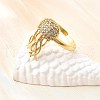 Ocean Theme Brass Micro Pave Cubic Zirconia Cuff Rings for Women RJEW-F184-17H-G-3