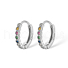 Anti-Tarnish Rhodium Plated 925 Sterling Silver Micro Pave Colorful Cubic Zirconia Hoop Earrings IY5335-2-1