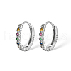 Rhodium Plated 925 Sterling Silver Micro Pave Colorful Cubic Zirconia Hoop Earrings IY5335-2-1