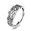 Hollow Out Rose 925 Sterling Silver Adjustable Finger Rings for Women FS-WGC8A12-01-5