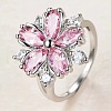 Plum Blossom Brass Pave Cubic Zirconia Finger Rings for Women FS-WG857C0-01-1