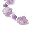 Natural Phosphosiderite & Lepidolite & Synthetic Hematite Flower Beaded Stretch Bracelet BJEW-JB09451-2