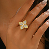 Brass Micro Pave Cubic Zirconia Finger Rings for Women GE5846-5