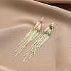 Cubic Zirconia Chains Tassel Earrings EJEW-P236-06G-4