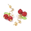 Cherry 304 Stainless Steel Handmade Polymer Clay Rhinestone Dangle Stud Earrings EJEW-JE06428-02-3