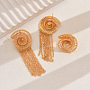 Vintage Alloy Hollowed Sea Shell Shaped Rings & Tassel Earrings Set for Women GH2970-5