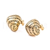 Letter Teardrop Brass Stud Earrings for Women EJEW-G391-02G-2