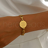 Stainless Steel Flat Round with Cross Link Bracelets QP4805-3