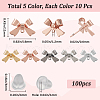 SOFPLATE 50Pcs 5 Colors Bowknot Brass Stud Earring Findings KK-SP0001-47-2