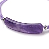 Curved Rectangle Natural Amethyst Adjustable Nylon Cord Braided Bead Bracelets for Women Men BJEW-JB10280-04-2