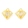 Real 18K Gold Plated Rack Plating Brass with Cubic Zirconia Pendants Charms KK-S396-12B-1