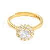 Mother's Day Rings Clear Cubic Zirconia Adjustable Rings RJEW-L120-018G-04-2