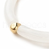 White Acrylic Curved Tube Chunky Stretch Bracelet with CCB Plastic for Women BJEW-JB08126-02-5