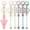   5Pcs 5 Style Metal Bar Beadable Keychain for Jewelry Making DIY Crafts KEYC-PH0001-96-1