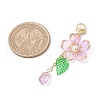 Acrylic Flower & Glass Teardrop Pendant Decoration HJEW-TA00340-2