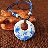 Ethnic Style Porcelain Pendant Adjustable Cord Necklaces for Women FS-WG62D6C-02-1