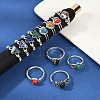 12Pcs Natural Red Jasper & Malachite & Synthetic Turquoise Finger Rings RJEW-Z087-01AS-3