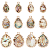 BENECREAT 12Pcs 3 Styles Natural Paua Shell Pendants SHEL-BC0001-038-1