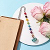 7 Chakra Gemstone Bead & Synthetic Turquoise Glass Heart Wishing Bottle Pendant Bookmarks AJEW-JK00313-04-2