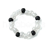 Round Synthetic Turquoise with Glass Seeded Beaded Stretch Rings for Women RJEW-JR00707-02-1
