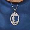 304 Stainless Steel Hollow Rugby Pendant Necklaces NJEW-D318-01P-1