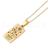 12 Constellation Stainless Steel Tarot Card Engraved Pendant Cable Chain Necklaces PW-WG94DCE-08-2