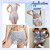 Polyester with Glitter Waist Belt with Curb Chains AJEW-WH0166-70A-5