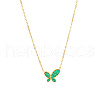Synthetic Malachite Butterfly Pendant Necklace with Stainless Steel Chains SM4957-1-1
