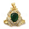 Rack Plating Brass Micro Pave Green Cubic Zirconia Pendants KK-C047-01B-G-1