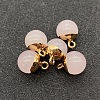 Natural Rose Quartz Round Charms with Golden Plated Metal Findings PW-WG96610-08-1