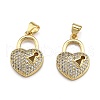 Brass Micro Pave Clear Cubic Zirconia Pendants ZIRC-J025-65G-1