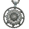 Mandala Flower Chakra Alloy Pendant Wheat Chain Necklaces for Women FS-WG99C38-01-5